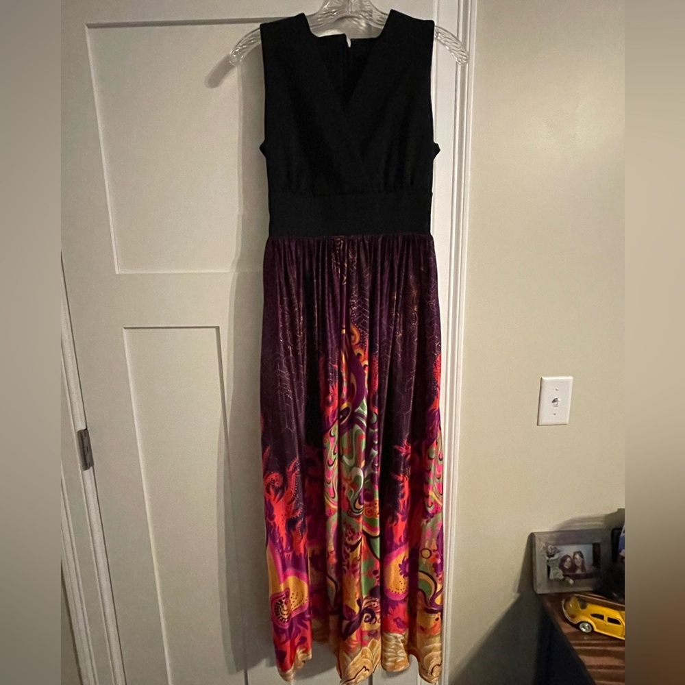 Vibrant Black and Multicolor Maxi Dress